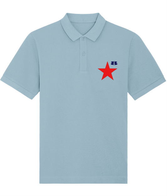 STAR: Sky Blue Embroidered Polo Inspired by Peter Blake and Paul Weller.  Small to 3XL