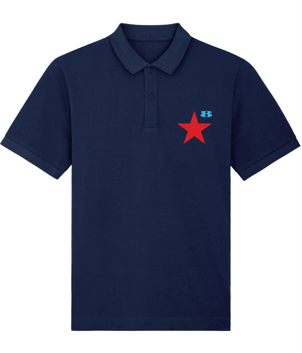 STAR: Navy Embroidered Polo Inspired by Peter Blake and Paul Weller. Small to 4XL