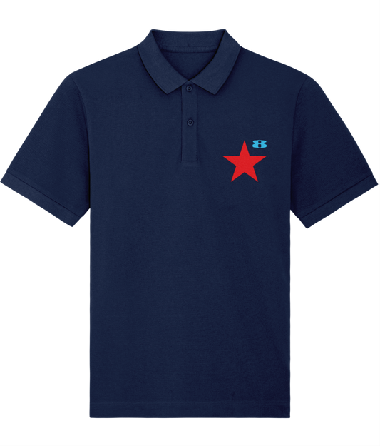 STAR: Navy Embroidered Polo Inspired by Peter Blake and Paul Weller. Small to 4XL