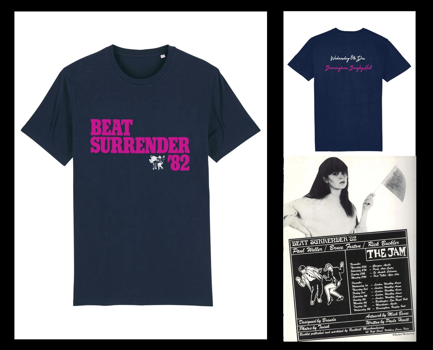 '82: 2-Sided T-Shirt, Choose Venue and Date: Inspired by The Jam and their farewell Beat Surrender Tour. Small to 4XL