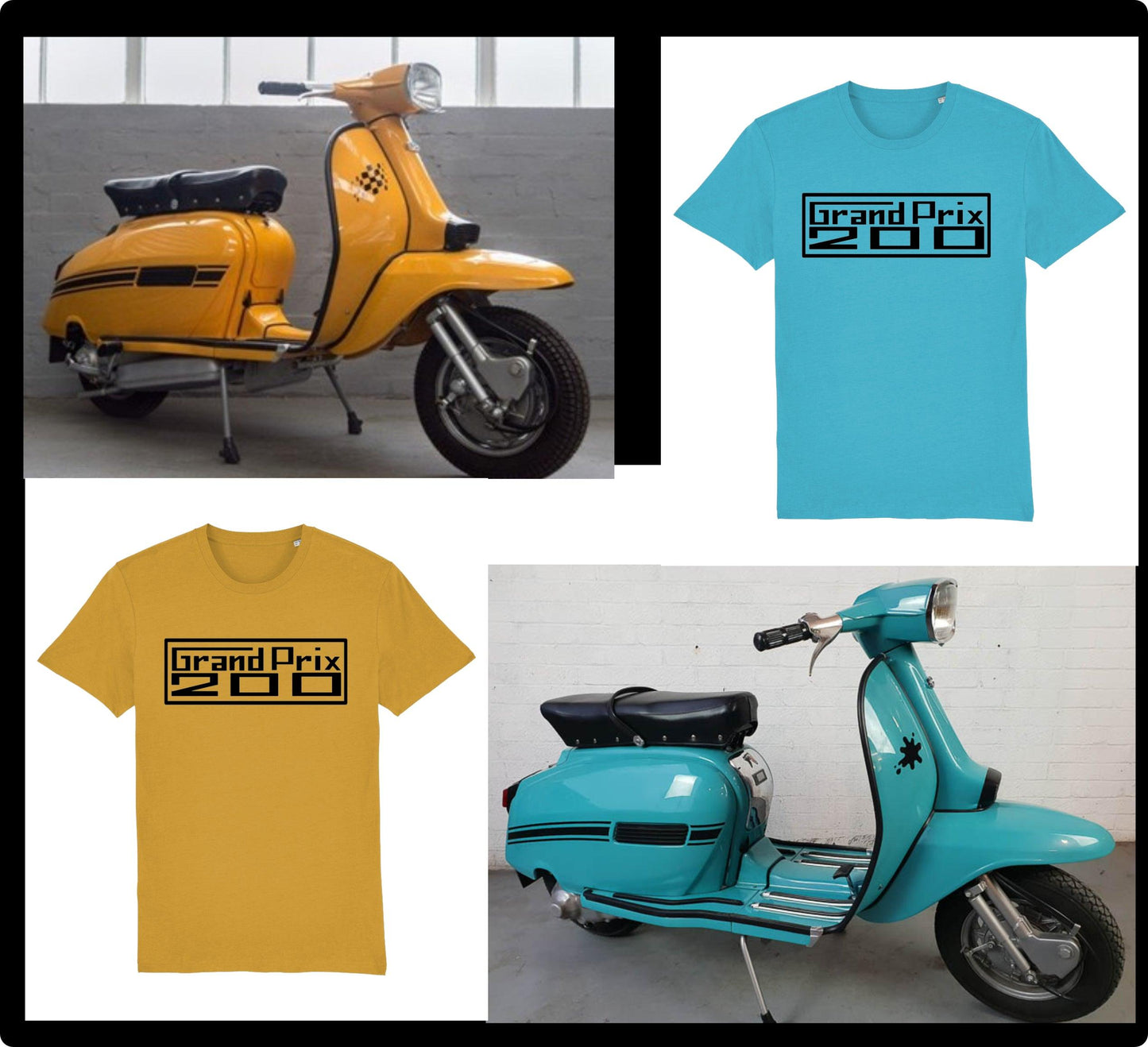 GRAND PRIX 150: T-Shirt Inspired by Classic Lambretta Scooters (5 Lambretta Colour Options) Small to 3XL - SOUND IS COLOUR