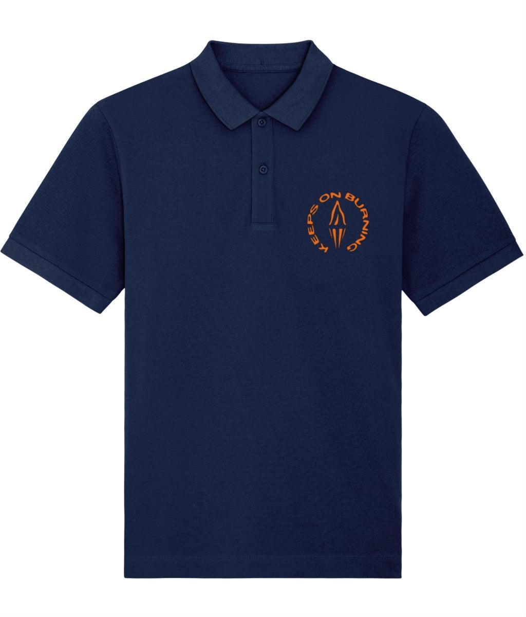 KEEPS ON BURNING: Navy Embroidered Polo Inspired by The Style Council. Small to 4XL - SOUND IS COLOUR