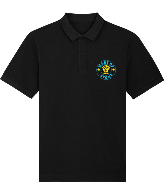 MADE OF STONE Black Embroidered Polo Inspired by The Stone Roses & Keep The Faith Small to 4XL