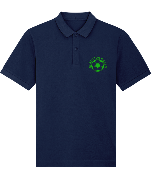 SPROSTON GREEN:  Embroidered  NAVY Polo Inspired by The Charlatans & Football: Small to 4XL