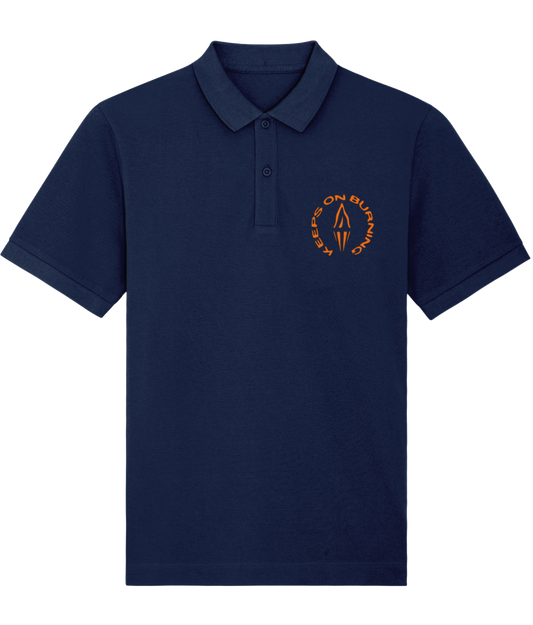 KEEPS ON BURNING: Navy Embroidered Polo Inspired by The Style Council. Small to 4XL