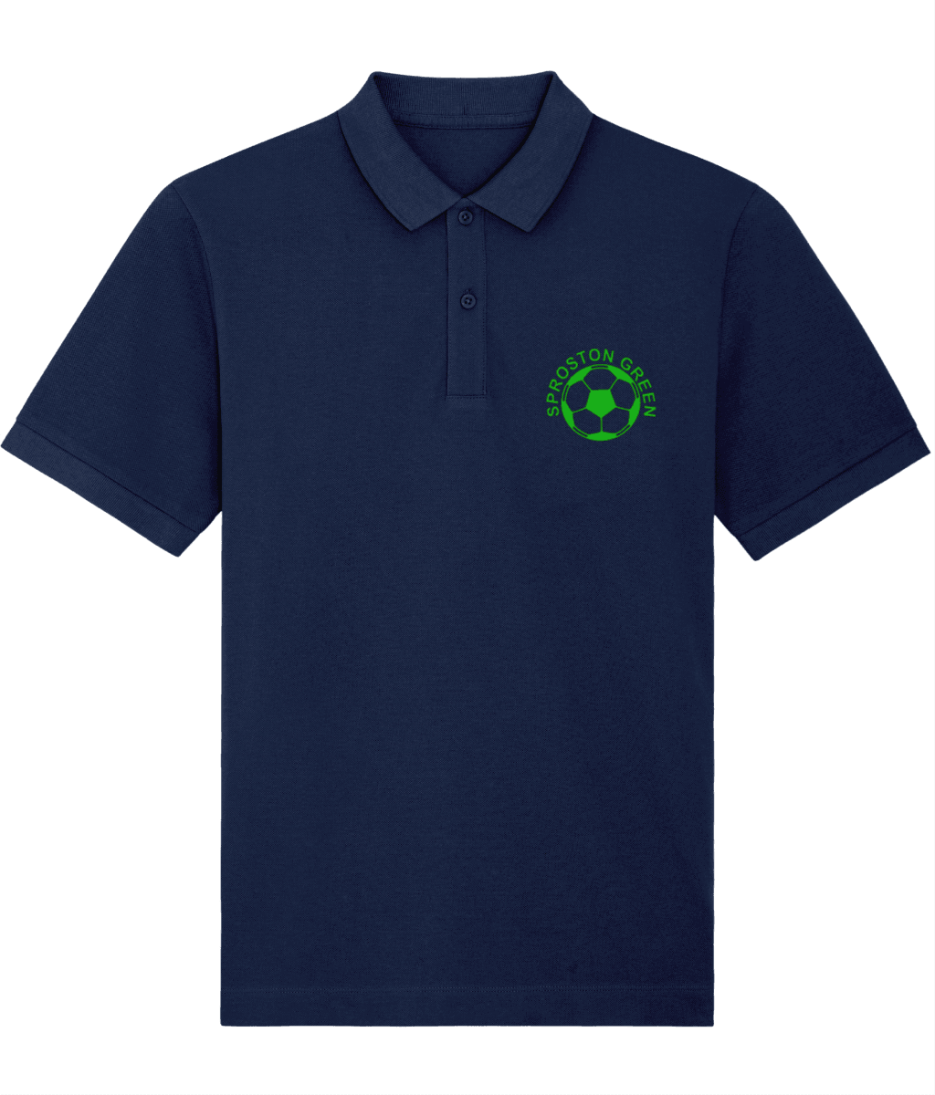 SPROSTON GREEN: Embroidered NAVY Polo Inspired by The Charlatans & Football: Small to 4XL - SOUND IS COLOUR