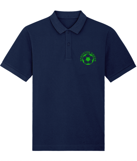 SPROSTON GREEN: Embroidered NAVY Polo Inspired by The Charlatans & Football: Small to 4XL - SOUND IS COLOUR