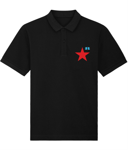 STAR: Black Embroidered Polo Inspired by Peter Blake and Paul Weller. Small to 4XL - SOUND IS COLOUR