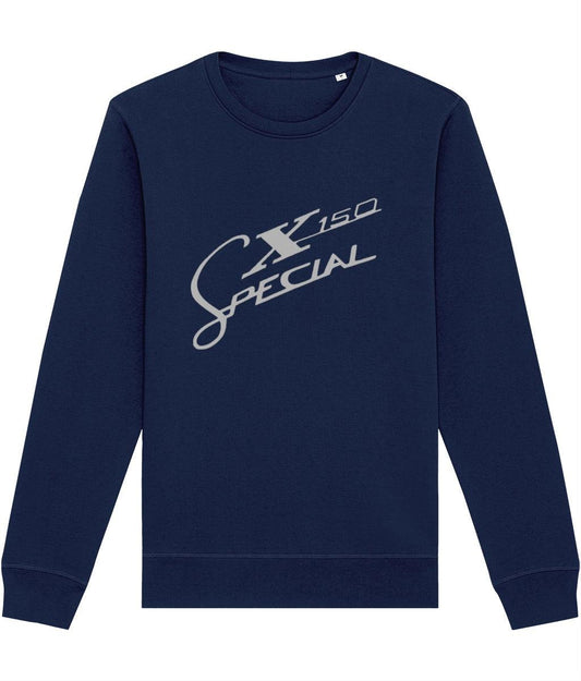 SX150: Navy Sweatshirt Inspired by Classic Lambretta Scooters. Small to 4XL - SOUND IS COLOUR