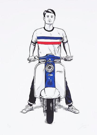 TV175 Lambretta: Fine Art Hand illustration by Lewis Wharton (of LITTLE BARRIE) - SOUND IS COLOUR