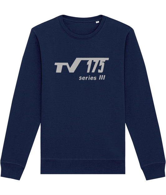 TV175 SERIES 3: Navy Sweatshirt Inspired by Classic Lambretta Scooters. Small to 4XL - SOUND IS COLOUR